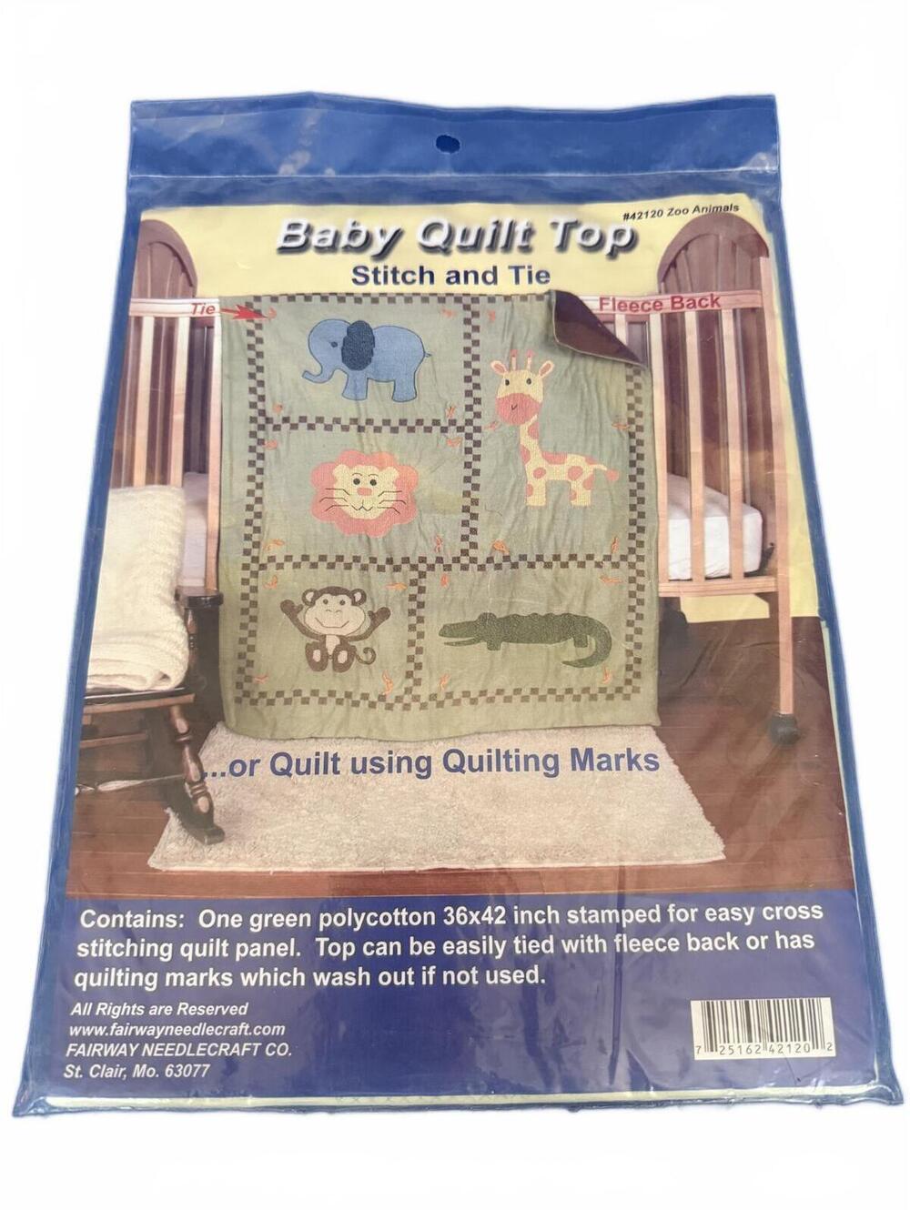 Fairway Needlecraft #42120 Zoo Animals Baby Quilt Top Kit
